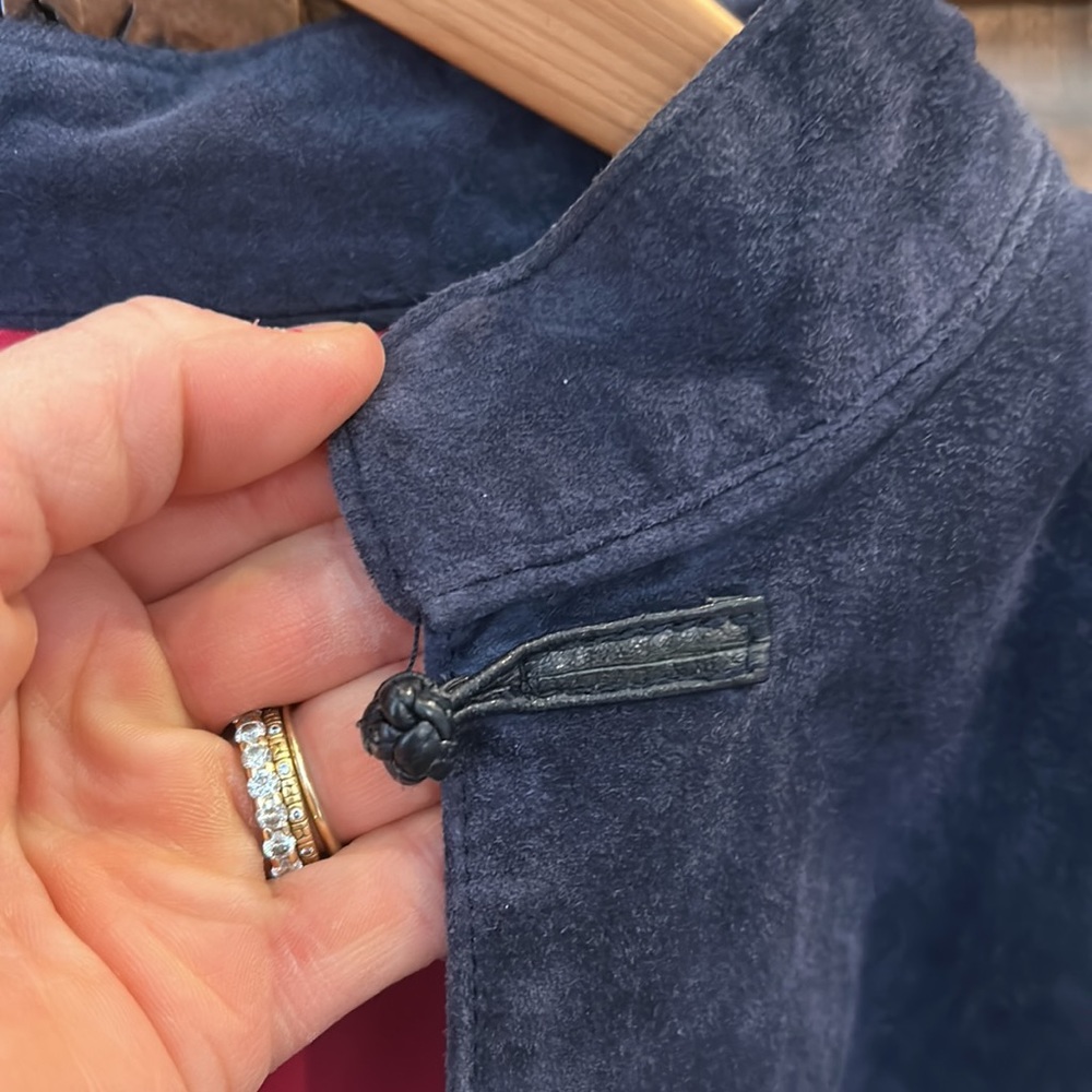 Shanghai Tang Size small women’s leather navy beautiful!!! Coat - Picture 2 of 16